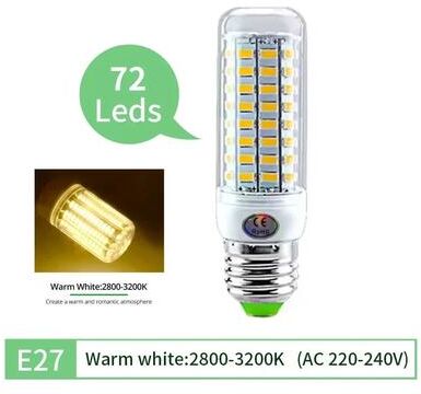 Uplifted Finds LED Corn Bulb E27 E14 High Brightness Energy Saving Light For Ceiling Chandeliers And Home Lighting 72 Leds E27 Warm