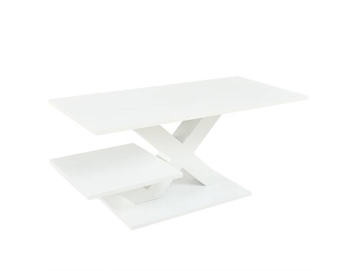 Table basse blanche avec double plateau 100x48x45 cm