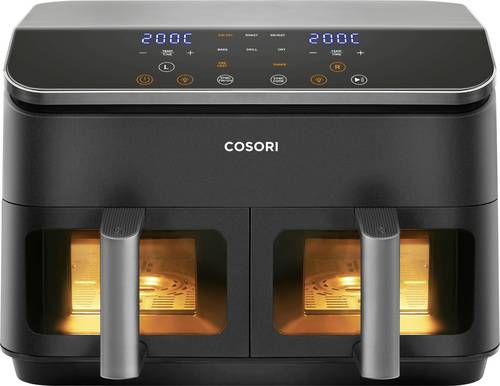 Cosori Doppel-Heißluftfritteuse CAF-R901-AEU Heißluft-Fritteuse 1.75kW Schwarz, Silber