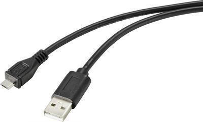 Renkforce RF-4716836 USB-A naar Micro-USB B kabel, 2 meter, USB 2.0, zwart