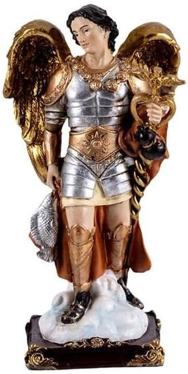 Engel St. Raphael Figuur - Handgeschilderd Resin Beschermengel Decoratie - Multicolor - Hoogte: 13 cm