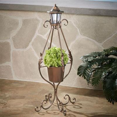 Touch of Class Planter with Solar Lantern Copper , Copper