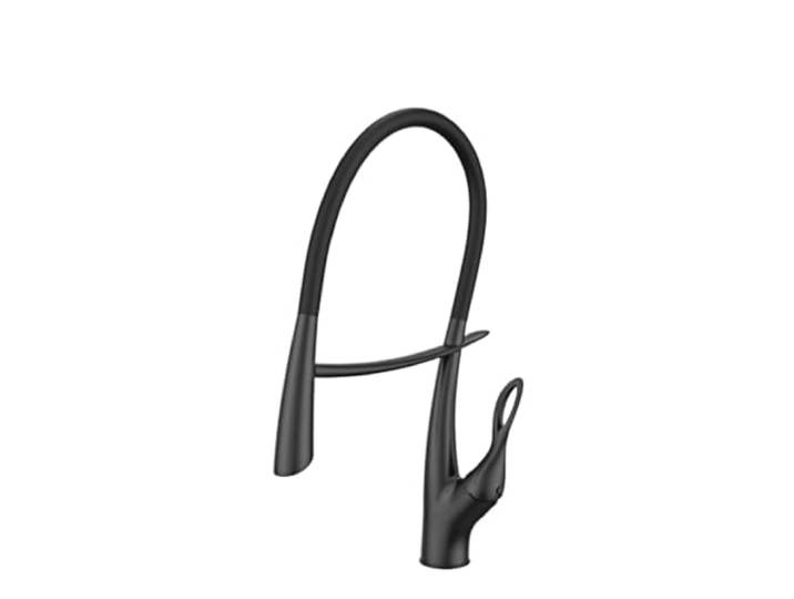 Luxus-Küchenarmatur aus Messing in Pistolengrau, ausziehbares Design mit magnetischer Absaugung, Einhand-Kalt- und Warmwasserhahn Doppelsteuerung 2 Funktionen Kommerziell(Matte Black)