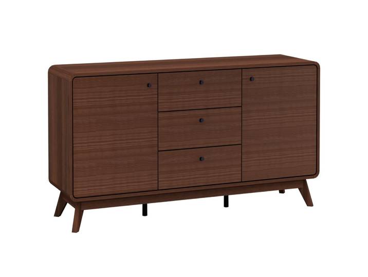 Buffet avec 2 portes et 3 tiroirs en effet noyer