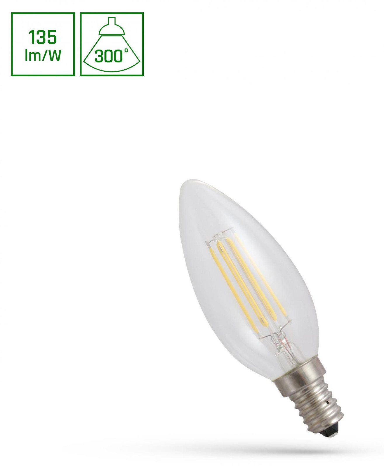 Spectrum LED-kaarslamp C35 E14 230V 5,5W helder glas