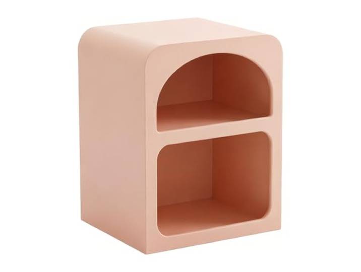 YANG11FAN Vielseitig Geometrischer Nachttisch mit 2 offenen Fächern Bodenstehender Stauraum for Schlafzimmer(Pink,Klein)