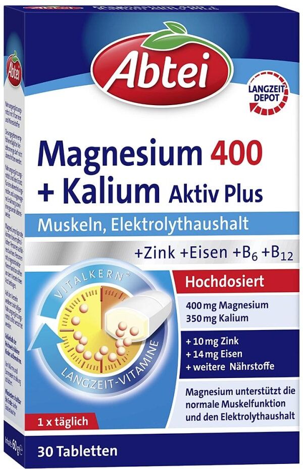 Abtei Magnesium 400 + Kalium Aktiv Plus 30stk