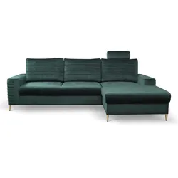 ECKSOFA GRIFO R-S Grün Velours-Stoff mit Schlaffunktion