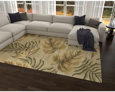 Domani Camila Sand Botanical Hand-tufted Wool Area Rug