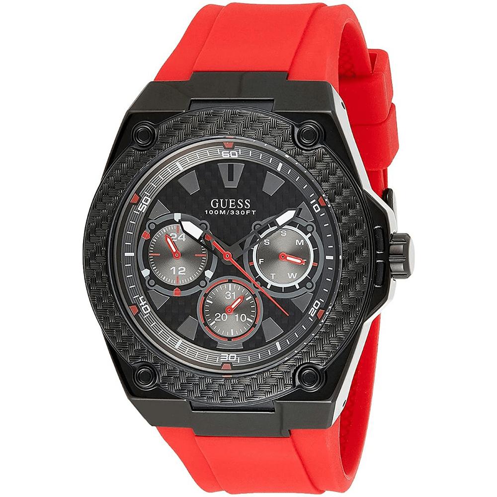 Guess W1049G6 Stijlvolle Rode Siliconen Herenhorloge