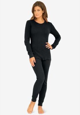 Plus Size Women's Thermal Crewneck Long-Sleeve Top by Comfort Choice in Black (Size 5X) Long Underwear Top