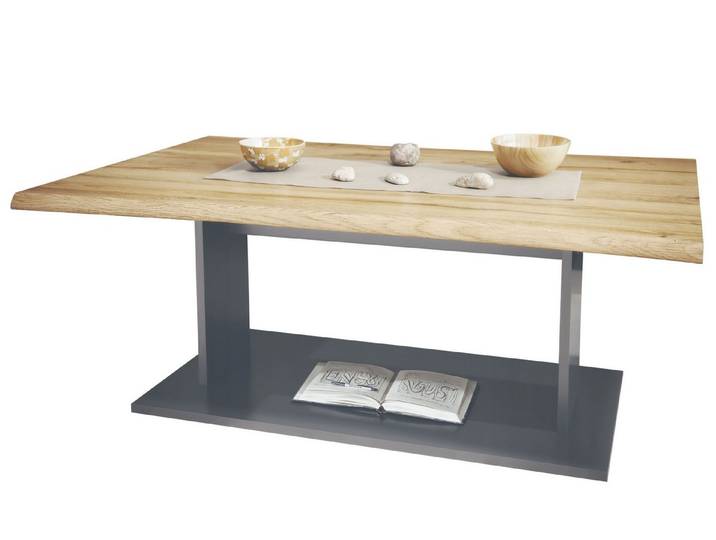 Vladon Couchtisch Melo (Wohnzimmertisch, mit Ablageboden), Anthrazit/Eiche Natur (102 x 40 x 67,5)