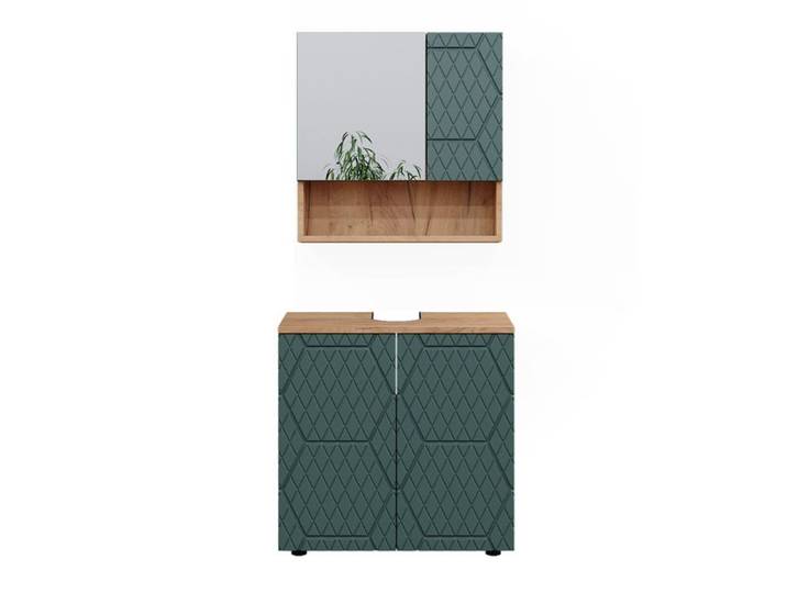 Meubles bain Irma 2 pièces Vert/Chêne doré Vicco 47187