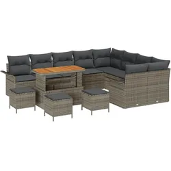 vidaXL Garten-Sofa-Set 13 pcs Grau Poly-Rattan