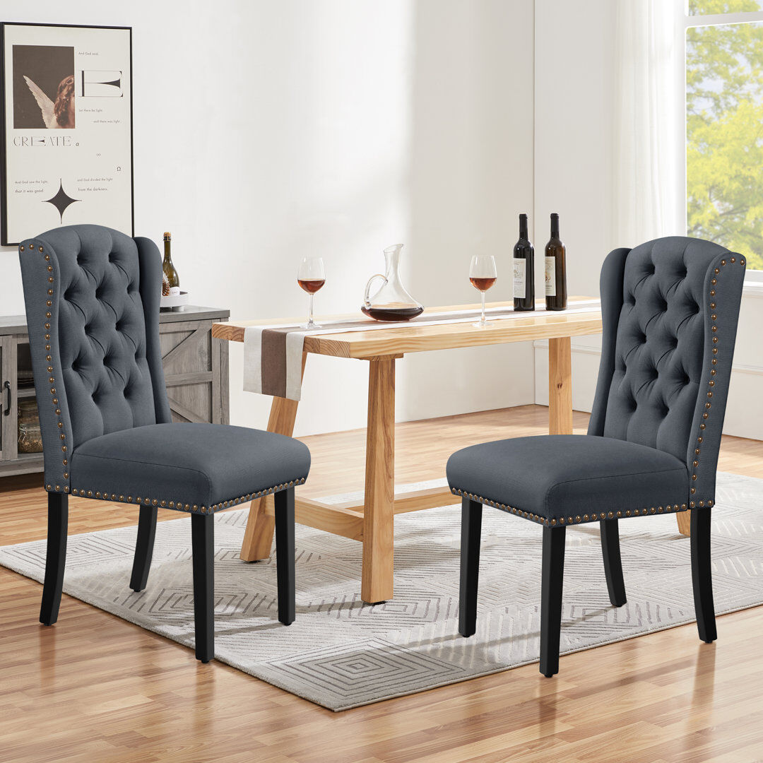 Yaheetech 104cm H Tufted Polyester Blend Upholstered Side Chair Deep Gray 104cm H X 46.5cm W X 63cm D