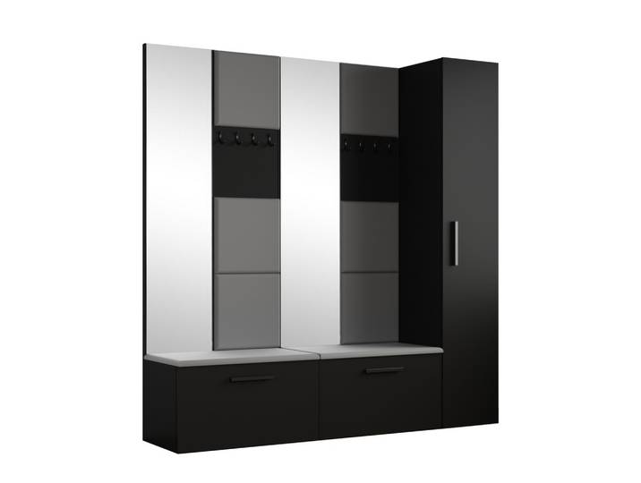 GARDEROBENSCHRANK MODULO 201,2/204/40 cm Modern Garderobe-Set Schwarz