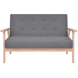 vidaXL Sofa 2-Sitzer Stoff Dunkelgrau