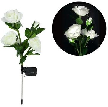 Uplift Picks Solar Rose Flower Garden Lights For Romantic Lawn Pathway Decor Ambiance white