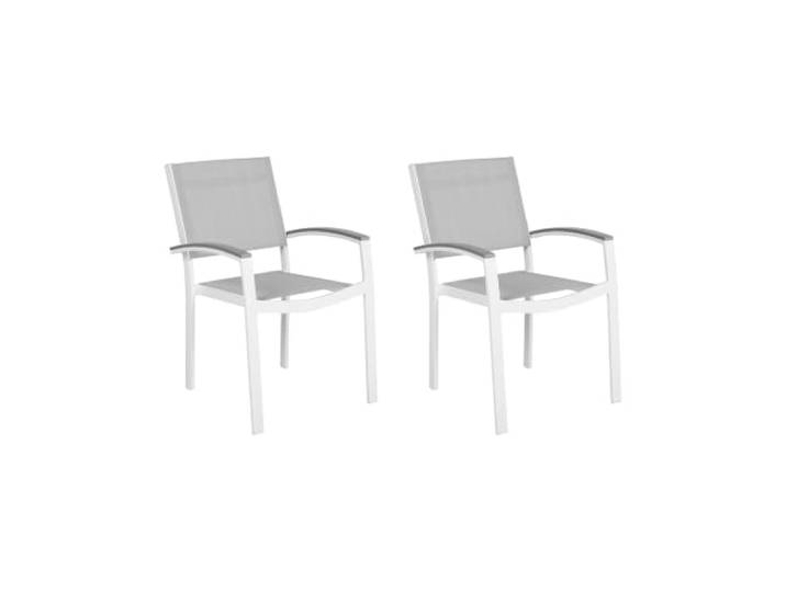 Moderne Gartenstühle aus Aluminium Polyester im 2er Set grau/weiß Pereta