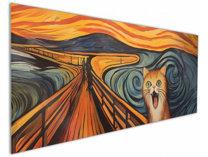 Wallario Küchenrückwand Der Schrei der Katze, (1-tlg)