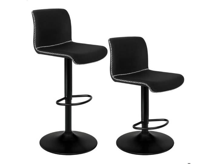 ALFORDSON 2x Tabourets de Bar Remy Cuisine Vérin à Gaz Pivotant Chaise Vintage Lin Noir
