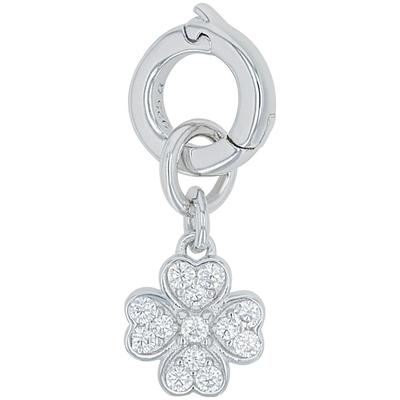 Charm-Einhänger AMOR "Kleeblatt", silber (silberfarben, kristallweiß, kristallweiß), Charms, Damen, Silber 925 (Sterlingsilber), mit Zirkonia (synth.)