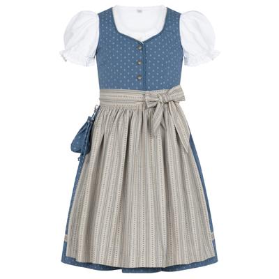 Dirndl NÜBLER "Kinderdirndl 3-teilig Felicitas", Mädchen, Gr. 104, EURO, blau, Obermaterial: 100% Baumwolle CO., Kleider