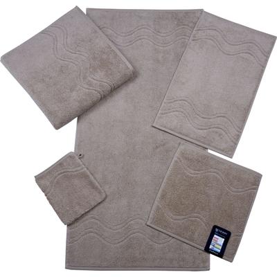 Seiftuch ROSS "Cashmere feeling", braun (cappuccino), B:30cm L:30cm, Frottier, Baumwolle, Handtücher, mit Wellen-Bordüre