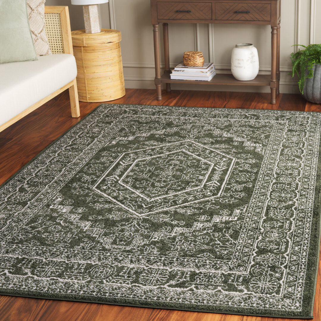 Ophelia & Co. Adirondack Area Rug In Dark Green / Ivory Dark Green / Ivory Runner 76 x 244 cm
