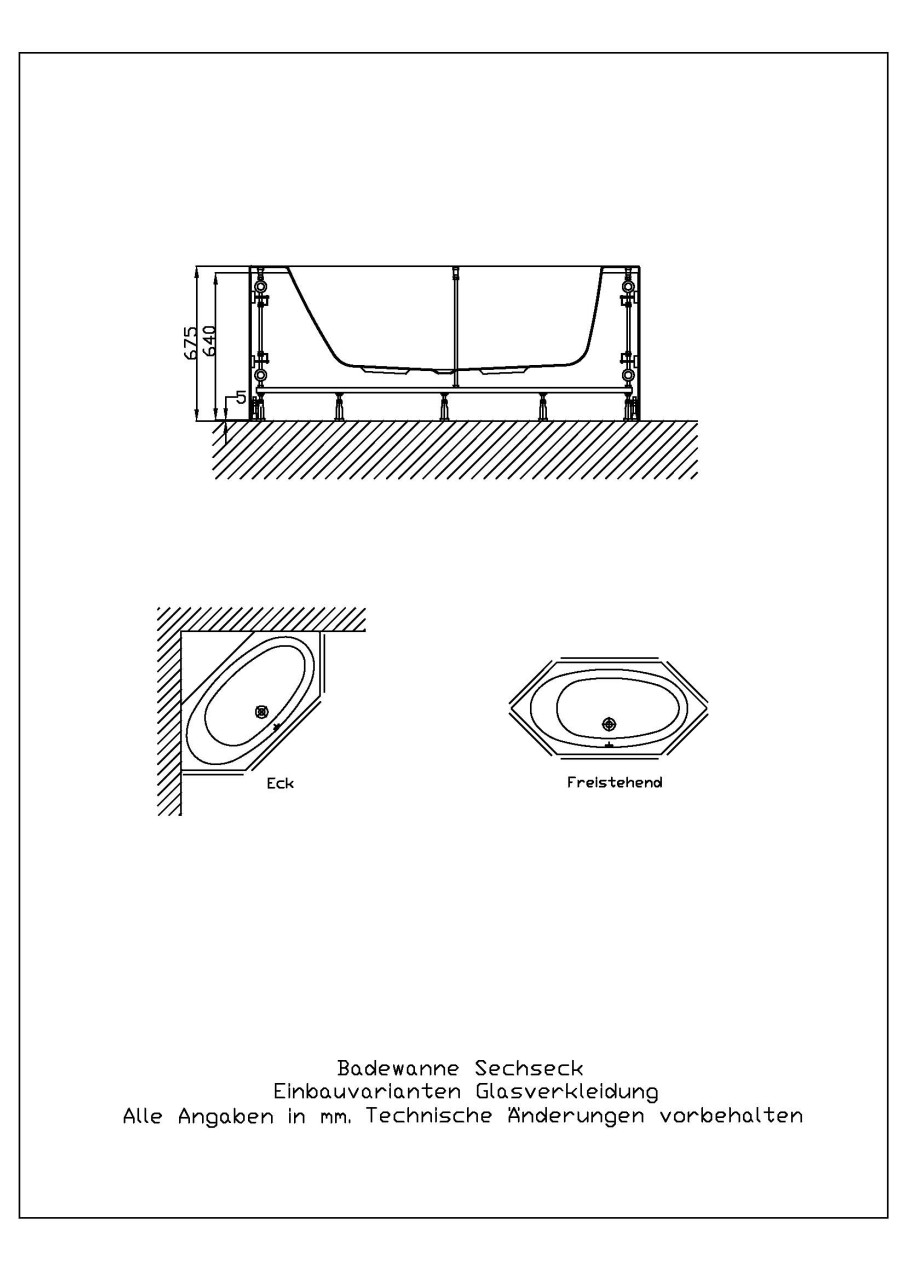 Hoesch Glasverkleidung Weiss Ecke für Whirlwanne Sechseck 2050x900 49123.550