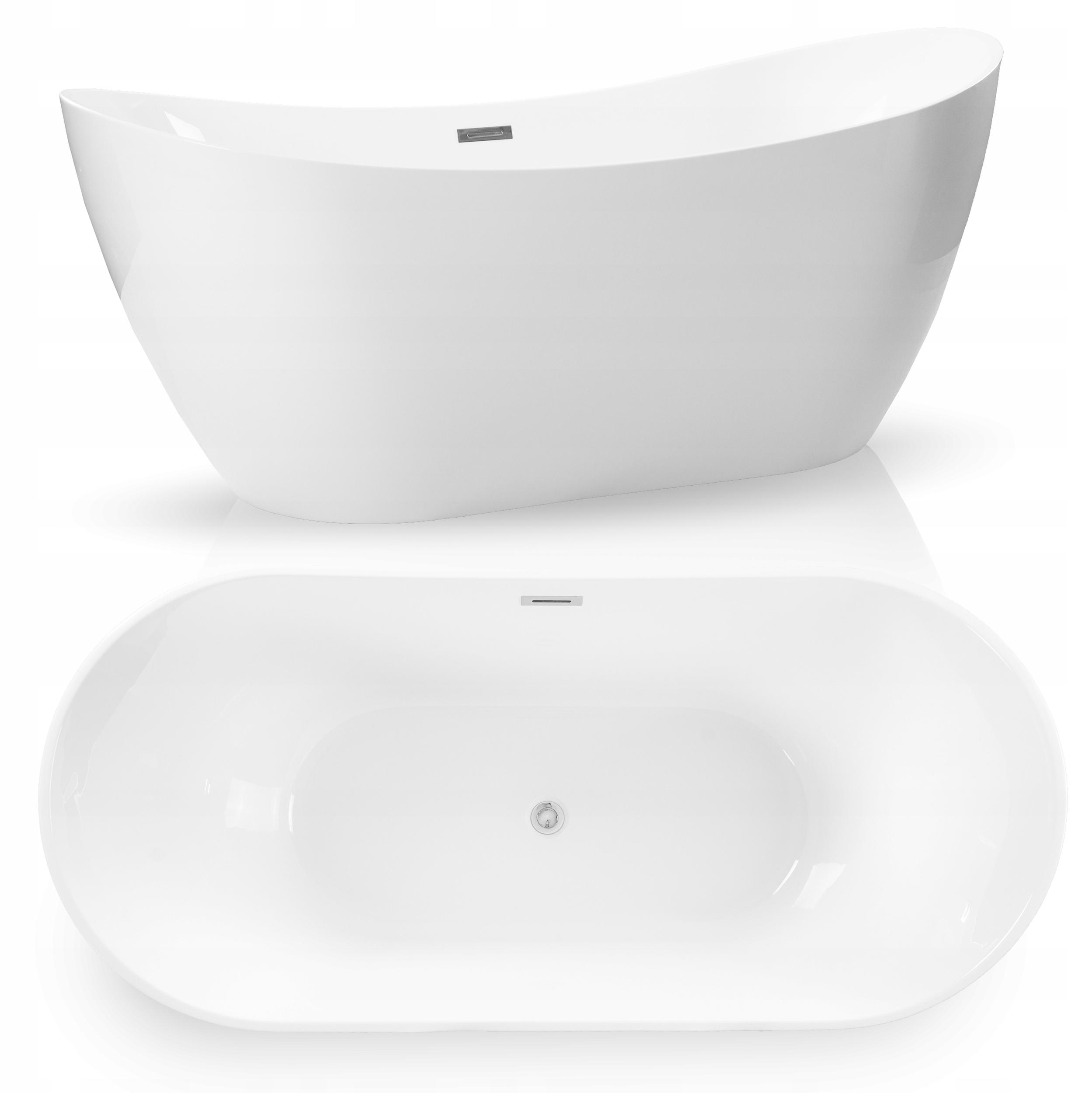FREISTEHENDE BADEWANNE MALTA 150 x 80 cm Siphon OVAL