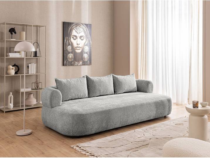 Big-Sofa Grau Chenille Tomris 240 x 76 x 122cm Glamour