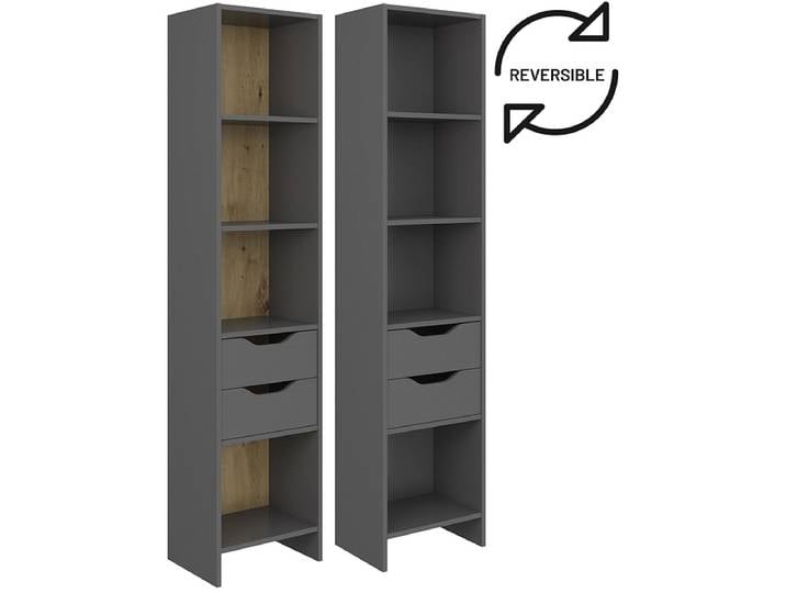 Bibliothek REVERSO 40x32.4x175cm 4 Fächer 4 Tablare anthrazit