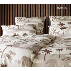 Elegante Comfort-Satin Bettwäsche Jungle Graphic - 155x220 cm + 40x80 cm	savanne-07