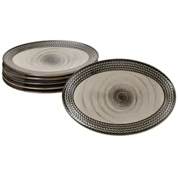Mäser Prospero 6x Platte oval 24,4cmx16,8cm braun Porzellan Relief Grill-Teller