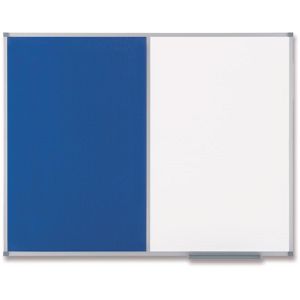 Nobo Kombitafel 1902258, 2 in 1, blau / weiß, Filz-Pinnwand & Whiteboard, mit Aluminiumrahmen, 120 x 90 cm
