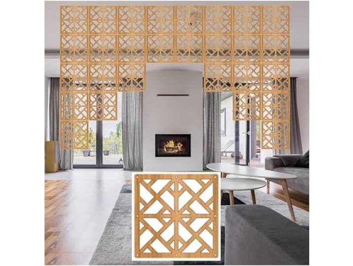 SCMYZLYD Hängende Raumteiler, Hanging Screen Divider Panels Natural 29x29cm Multiple Pack Sizes(Natural a,15Pcs)