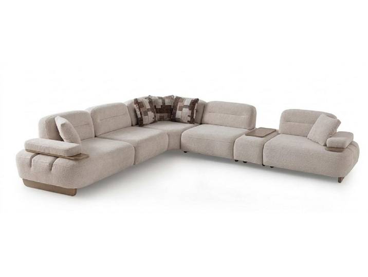 JVmoebel Ecksofa Ecksofa LForm Modern Beige Gemütlich Modulares Kissen Holzeinlagen Neu, 1 Teile, Made in Europa
