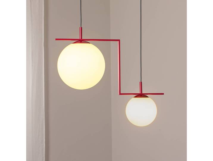 Glas Hängeleuchte Zac ALDEX, dimmbar, rot, für Wohn- / Esszimmer, Glas, Modern, Kugellampe