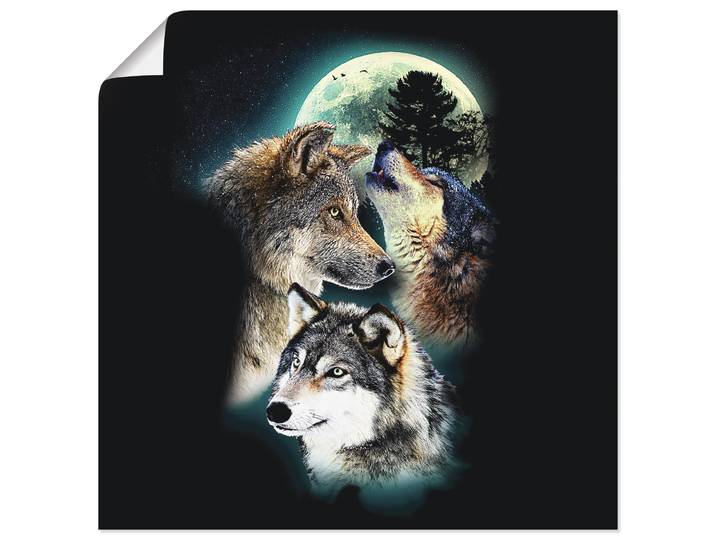 Poster ARTLAND Phantasie Wolf Wölfe mit Mond , schwarz (farbe bild(er): schwarz), B:30cm H:30cm, Bilder, Poster, ohne Rahmen