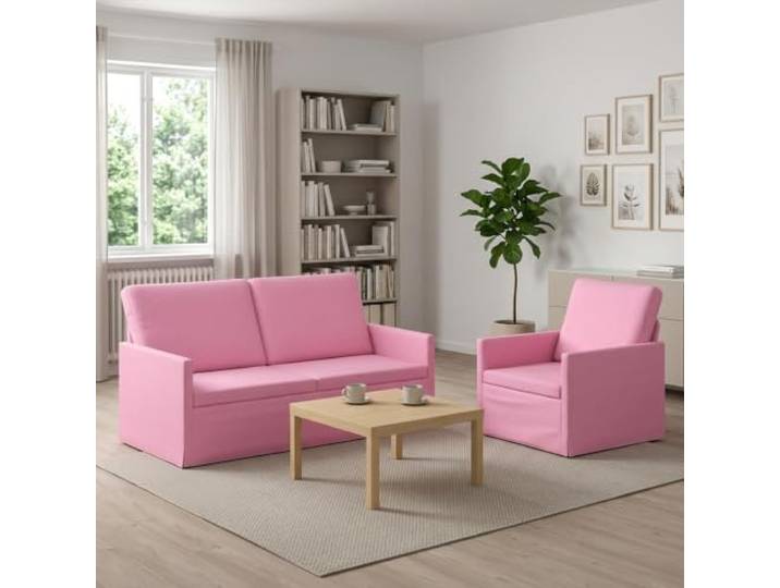 Sofa-Set 2 pcs Rosa Stoff Moderner Look,stabiler Metallrahmen,100 % Polyester,weiche Schaumfüllung,Montage zu zweit