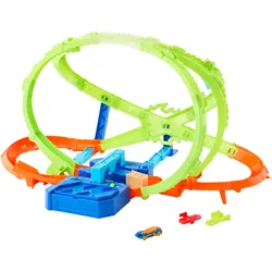 Hot Wheels Stunt Tracks Turbo-Loop-Crash mit 1 Die-Cast-Auto im Maßstab 1:64