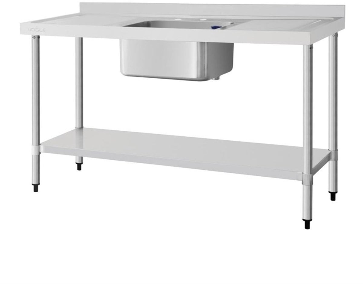 Vogue DY826 Enkele Spoeltafel met Dubbel Afdruiprek, 1500 mm