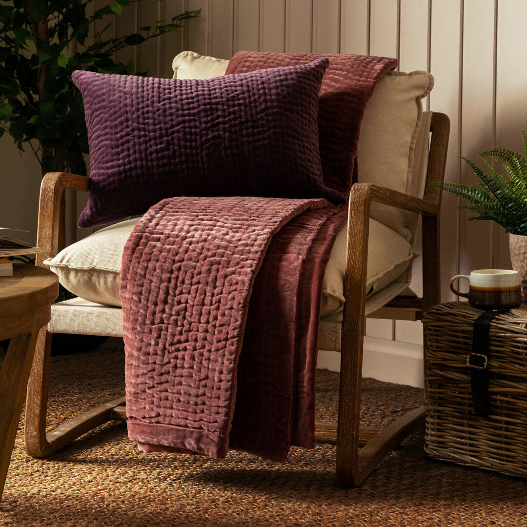Voyage Maison Haze Quilted Blanket Red 140cm W X 220cm L