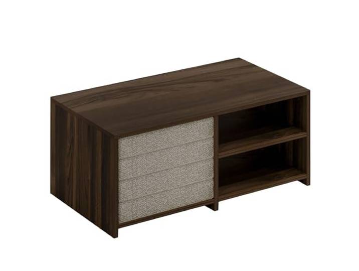 Hanah Home Modern Coffee Table Set (1 Table + 4 Cushions), Walnut Color, 90 x 44.1 x 45 cm 100% Melamine Coated, 18mm Thickness Stylish & Comfortable Design for Living Room