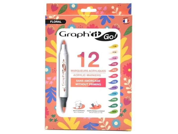 GRAPH'IT GO Set de 12 marqueurs acrylique - Floral