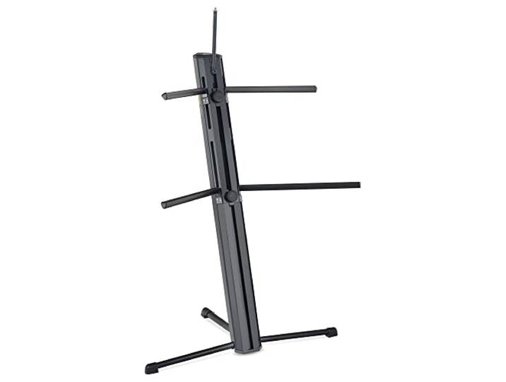 Classic Cantabile Keyboardständer KS-150 Schwarz - Zwei Ebenen - Auflagearme können im der Standsäule verstaut werden - stufenlos höhenverstellbar - Mikrofonhalter mit 3/8 -Gewinde - Schwarz