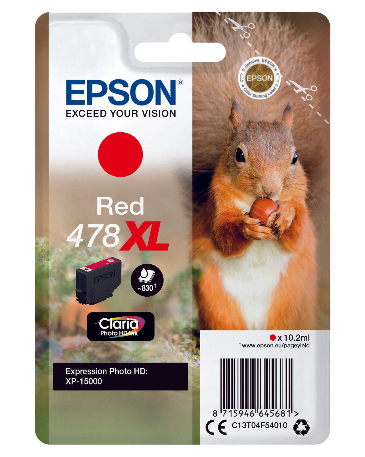 Epson Original 478XL Eichhörnchen Druckerpatrone rot 10,2 ml (C13T04F54010)