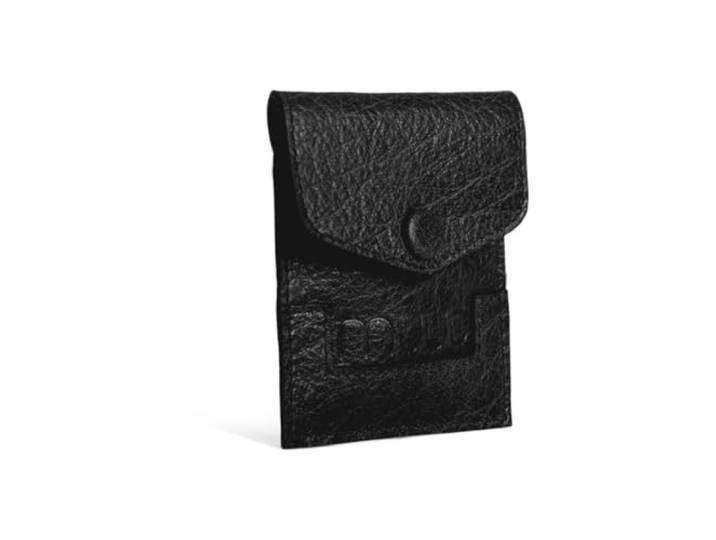 muud Bergen handgemaakte lederen etui 9,5x8 cm zwart