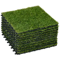 Kunstrasen 10 Stücke Grasmatte Rasenteppich Rollrasen für Balkon Grün
